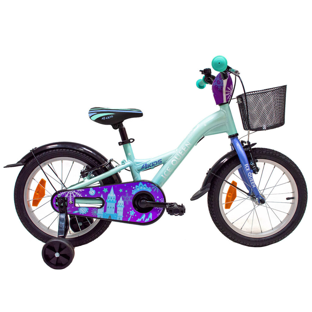 Laste jalgratas 4Kids Ice Queen, 16 tolli, sinine hind ja info | Jalgrattad | kaup24.ee