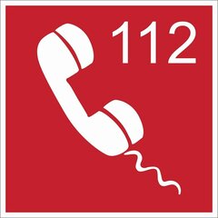 Наклейка-знак Пожарный экстренный телефон 112, 140х140мм цена и информация | Информационные знаки | kaup24.ee