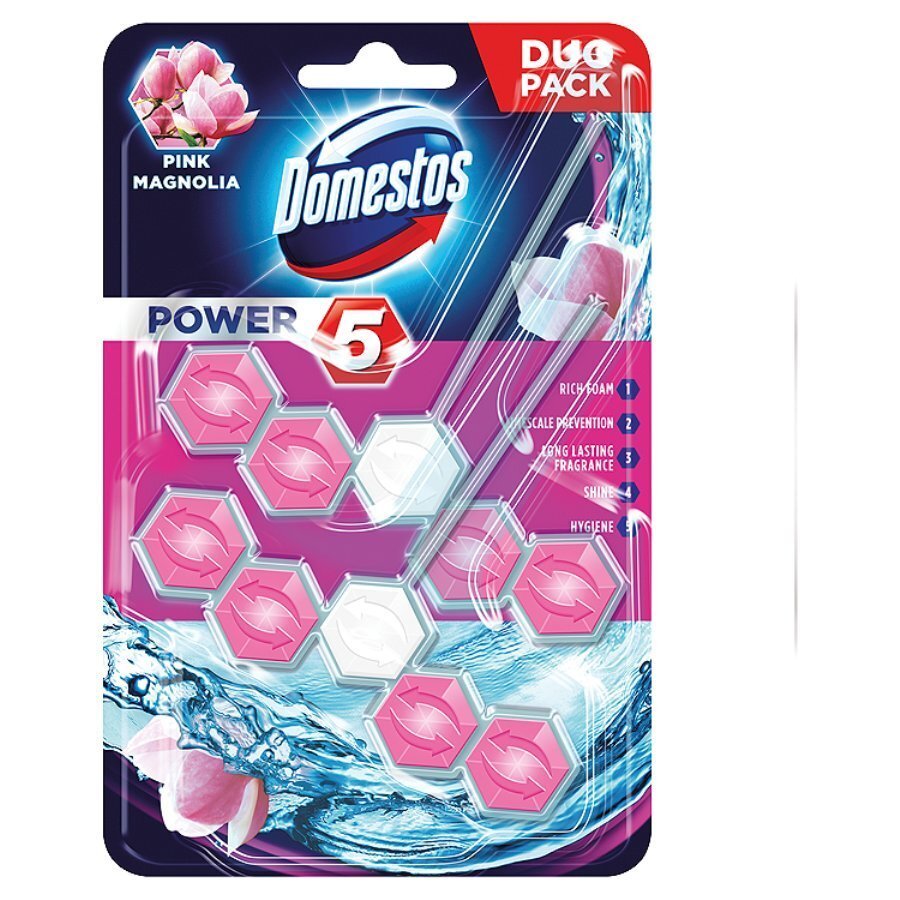 WC-värskendaja Domestos Power 5 Pink Magnolia, 2x55 g hind ja info | Puhastusvahendid | kaup24.ee