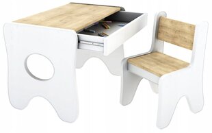 Lastelaud tooliga IdeaMeb, valge/pruun цена и информация | Детские столы и стулья | kaup24.ee