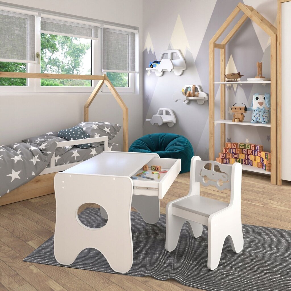 Lastelaud tooliga IdeaMeb, valge/hall hind ja info | Laste lauad ja toolid | kaup24.ee