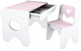Lastelaud tooliga IdeaMeb, valge/roosa цена и информация | Детские столы и стулья | kaup24.ee