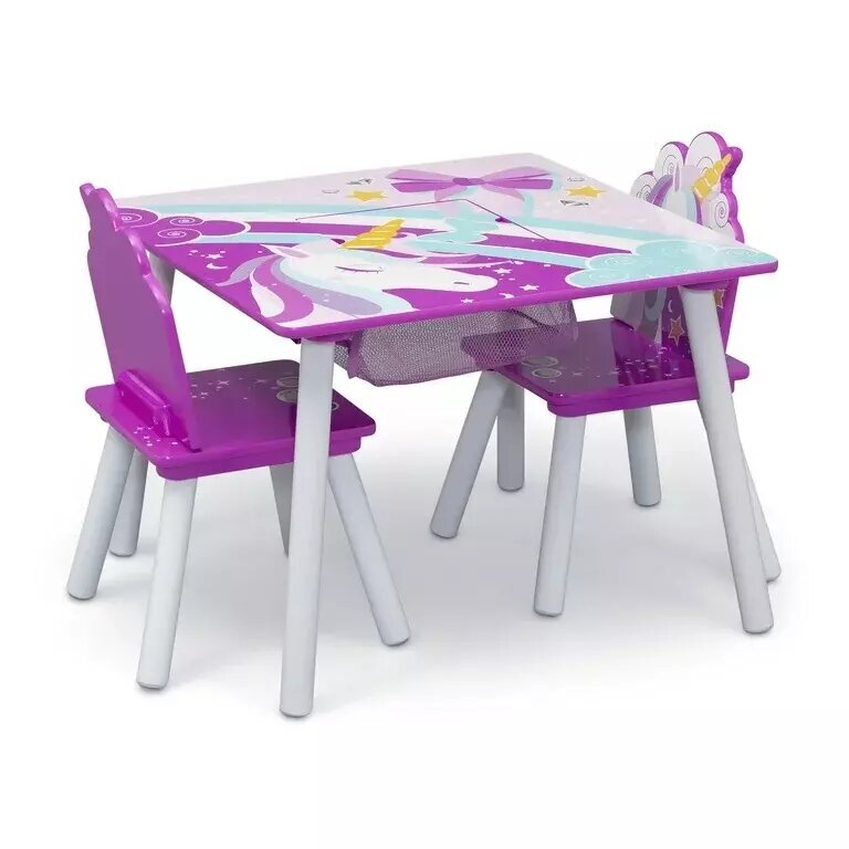 Lastelaud 2 tooliga, Delta Children, Unicorn, lilla hind ja info | Laste lauad ja toolid | kaup24.ee