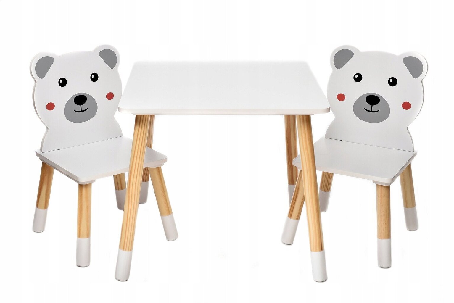 Laud 2 tooliga MPMax Bear, valge цена и информация | Laste lauad ja toolid | kaup24.ee