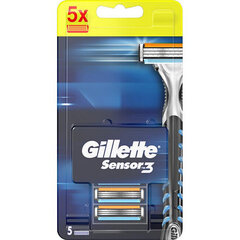 Кассеты для бритья «Gillette» Sensor 3, 5шт цена и информация | Средства для бритья | kaup24.ee