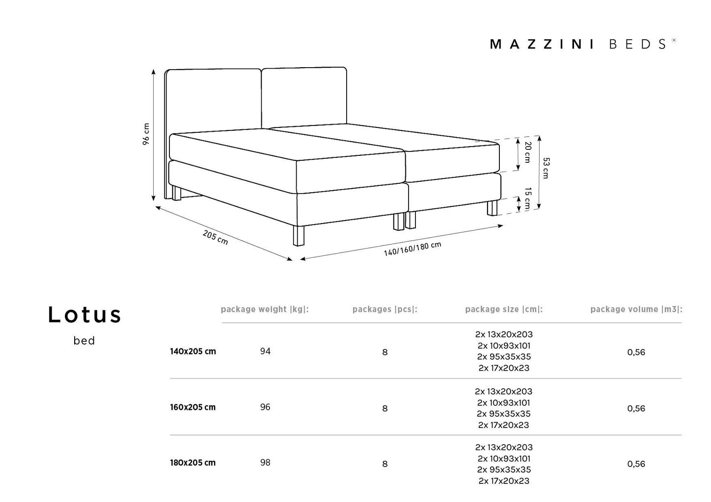 Voodi Mazzini Lotus, 180x200 cm, sinine hind ja info | Voodid | kaup24.ee