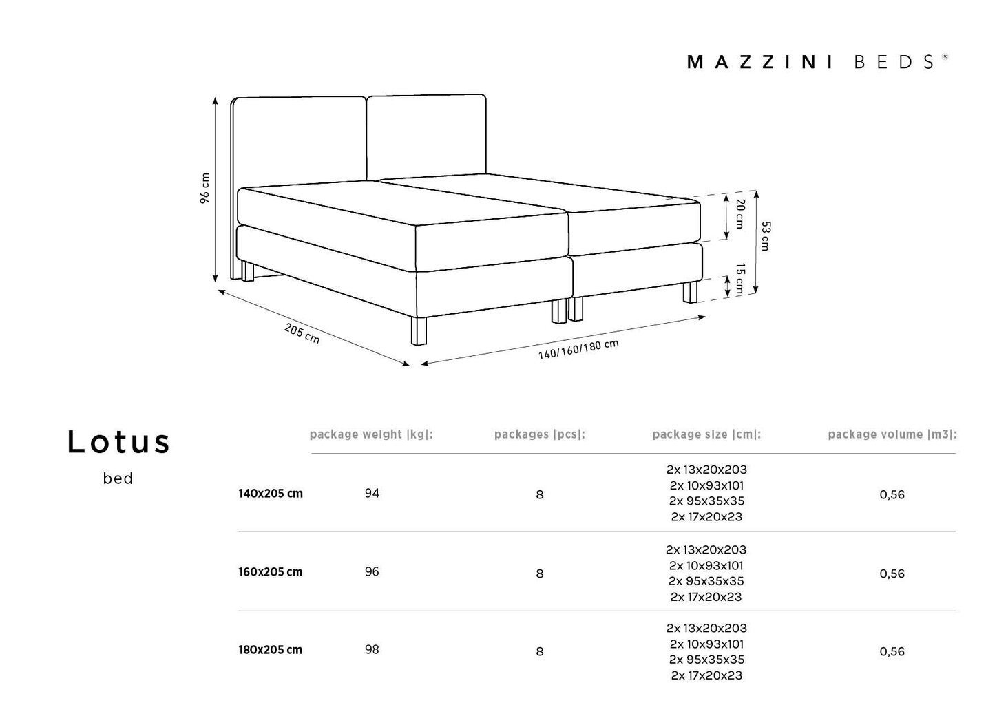 Voodi Mazzini Lotus, 160x200 cm, sinine hind ja info | Voodid | kaup24.ee