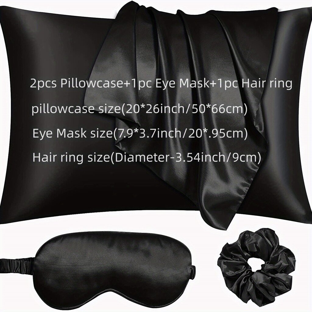 Komplekt, kaks padjapüüri, üks silmamask ja üks juuksepael, must hind ja info | Dekoratiivpadjad ja padjakatted | kaup24.ee