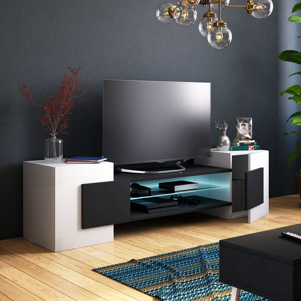 TV-laud Charles LED, valge/must hind ja info | TV alused | kaup24.ee