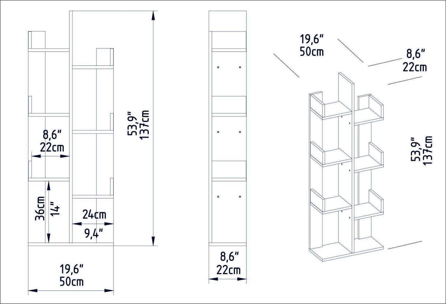 Riiul Asir, 50x22x173 cm, pruun hind ja info | Riiulid | kaup24.ee