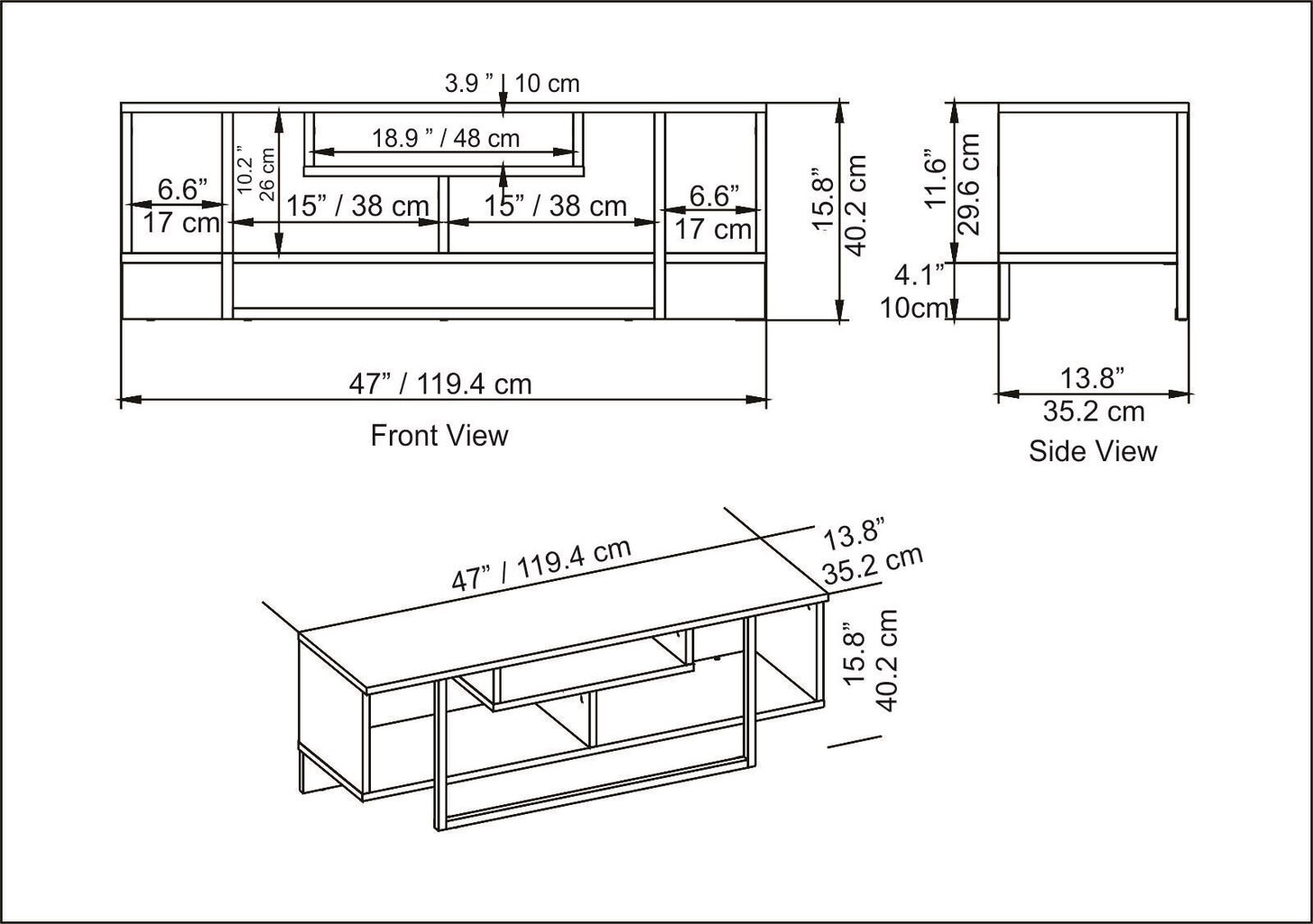 TV alus Asir, 120x35,2x40,2 cm, must hind ja info | TV alused | kaup24.ee