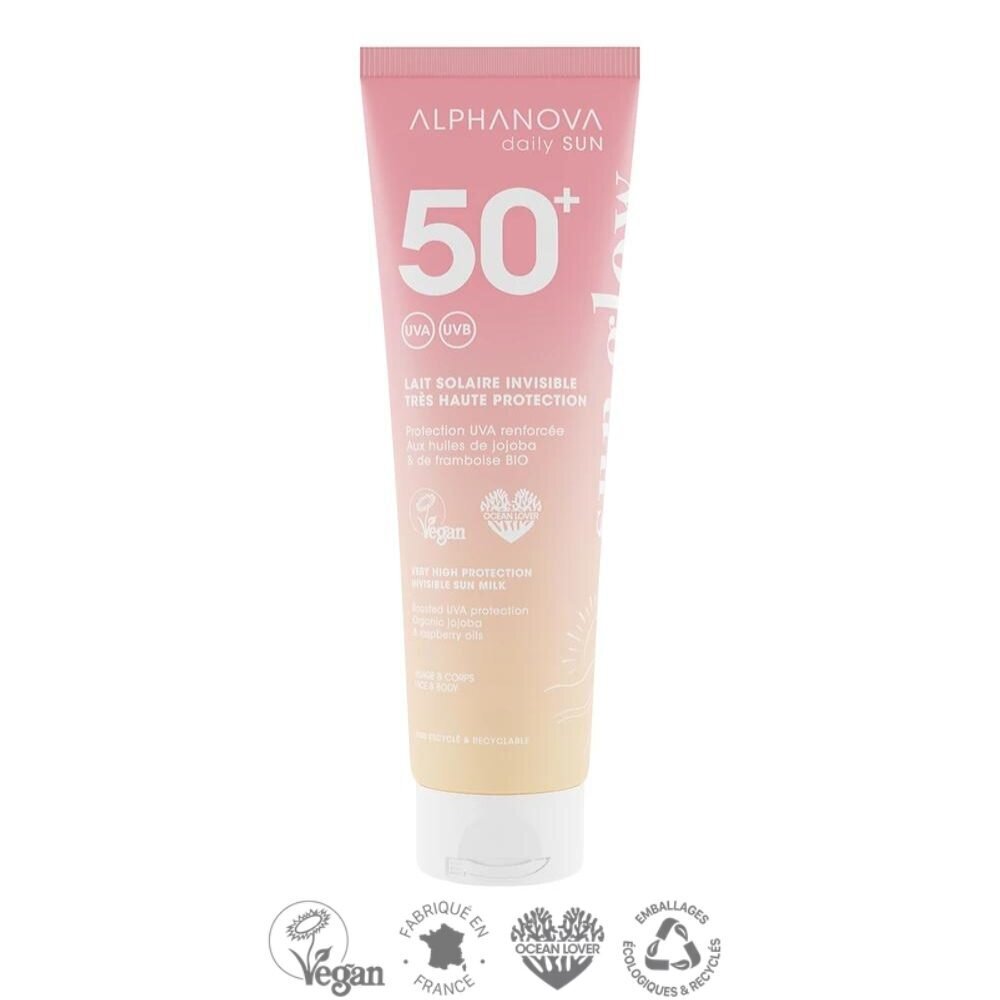 Alphanova Sun SPF50 veekindel päikesekreem vaarikaseemne ja jojobaõliga monoi lõhnaga, 150 ml hind ja info | Päikesekreemid | kaup24.ee