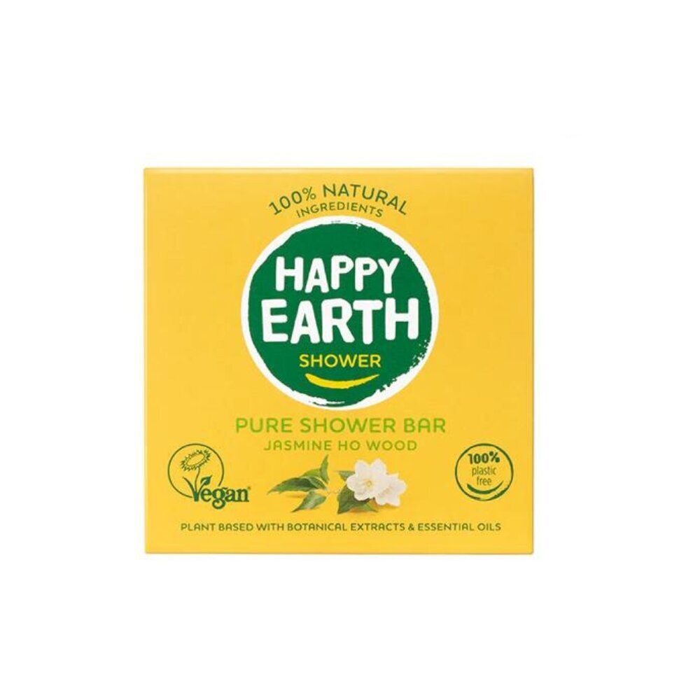 Happy Earth 100% looduslik niisutav ja pehmendav tahke dušigeel jasmiini ja Ho wood lõhnaga, 90 g цена и информация | Dušigeelid, õlid | kaup24.ee