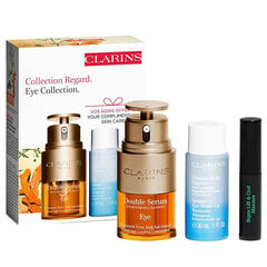 Clarins Double Serum Eye Value Pack naistele: silmaseerum, 20 ml + silmameigi eemaldaja, 50 ml + ripsmetušš Lift &amp; Curl, 3 ml цена и информация | Сыворотки для лица, масла | kaup24.ee