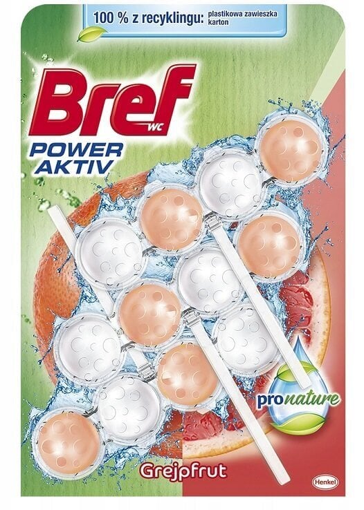 Bref Power Aktiv ProNature Grepefruit WC puhastusvahend-värskendaja, 3x50g цена и информация | Puhastusvahendid | kaup24.ee