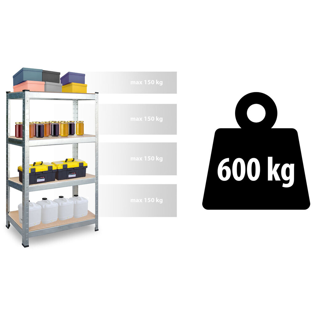 Metallist hoiuriiul, 174 cm. x 80 cm. x 40 cm. hind ja info | Riiulid tööriistadele | kaup24.ee