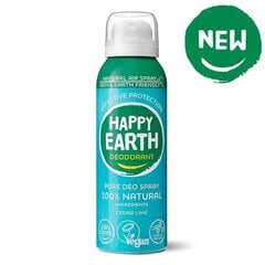 Happy Earth aerosoolivaba 100% looduslik deodorant seedri-laimi lõhnaga, 100ml цена и информация | Дезодоранты | kaup24.ee