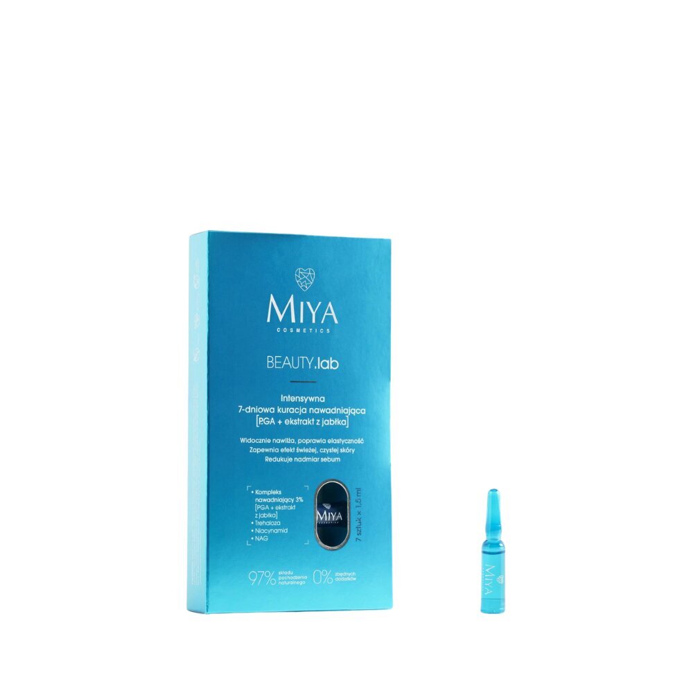 Miya Cosmetics Intensiivne 7-päevane niisutav näohooldus PGA ja õunaekstraktiga, 7x1,5 ml hind ja info | Näoõlid, seerumid | kaup24.ee