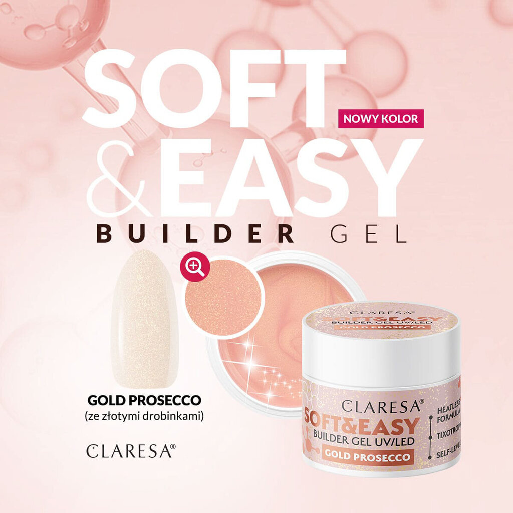 Ehitusgeel Claresa Soft&Easy Builder Gel UV/LED Gold Prosecco, 90g hind ja info | Küünelakid, küünetugevdajad | kaup24.ee