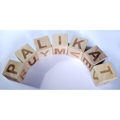 Деревянные кубики с буквами и цифрами, финский алфавит, 15 шт. цена и информация | Развивающие игрушки | kaup24.ee