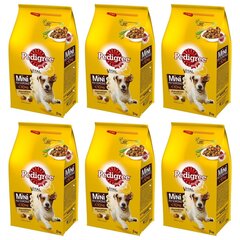 Pedigree väikest tõugu täiskasvanud koertele koos kodulindude ja köögiviljadega, 6x2 kg цена и информация | Сухой корм для собак | kaup24.ee