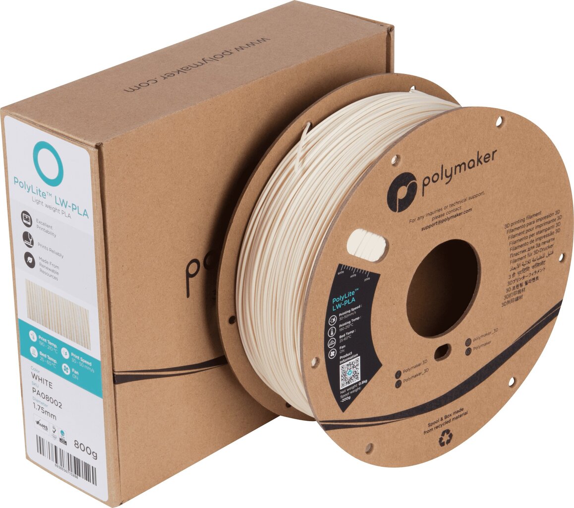 3D-printimise filament Polymaker PolyLite LW-PLA PRM-11439 hind ja info | Nutiseadmed ja aksessuaarid | kaup24.ee