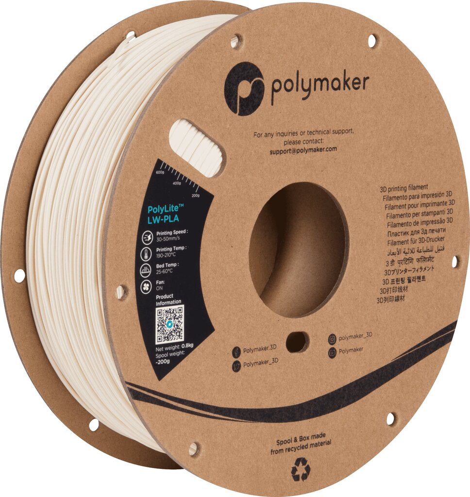 3D-printimise filament Polymaker PolyLite LW-PLA PRM-11439 hind ja info | Nutiseadmed ja aksessuaarid | kaup24.ee
