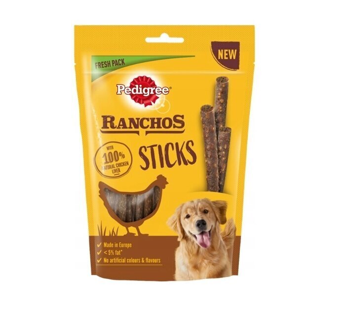 Pedigree Ranchos Pulgad koertele koos kanamaksaga, 10x60 g hind ja info | Maiustused koertele | kaup24.ee