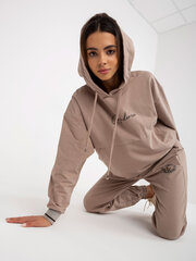 dunkelbeiges sweatshirt-set mit hoodie цена и информация | Спортивная одежда для женщин | kaup24.ee