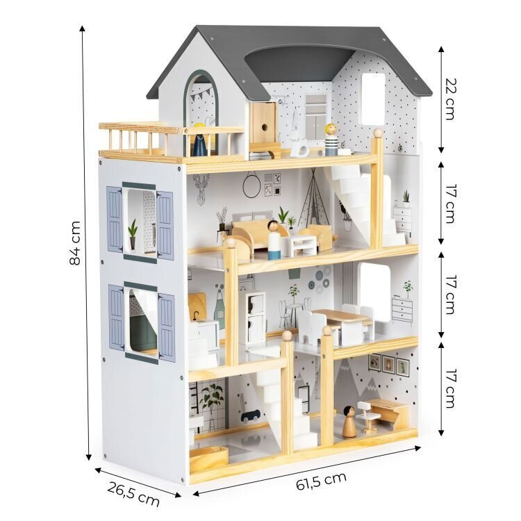 Nukumaja 18 puitmööblist koosneva komplektiga Eco Toys W06A392 цена и информация | Tüdrukute mänguasjad | kaup24.ee