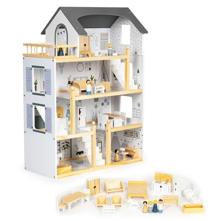 Nukumaja 18 puitmööblist koosneva komplektiga Eco Toys W06A392 hind ja info | Tüdrukute mänguasjad | kaup24.ee