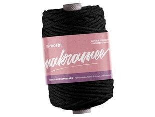 Makramee nöör MyBoshi Macramee 100% puuvill 50m 4mm keerutatud black hind ja info | Kudumistarvikud | kaup24.ee