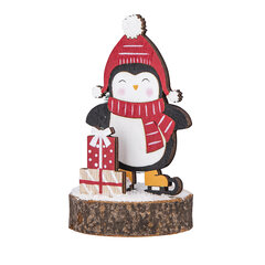 Puidust pingviinifiguur koos kingitustega 7x7x12 cm hind ja info | Jõulukaunistused | kaup24.ee