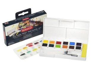 Akvarellvärv Inktense Travel Set #01 12x1/2 nööpi+veepintsel plastkarbis hind ja info | Kunstitarbed, voolimise tarvikud | kaup24.ee