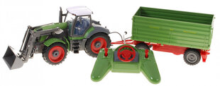 Kaugjuhitav traktor haagisega, 1:28, roheline цена и информация | Игрушки для мальчиков | kaup24.ee