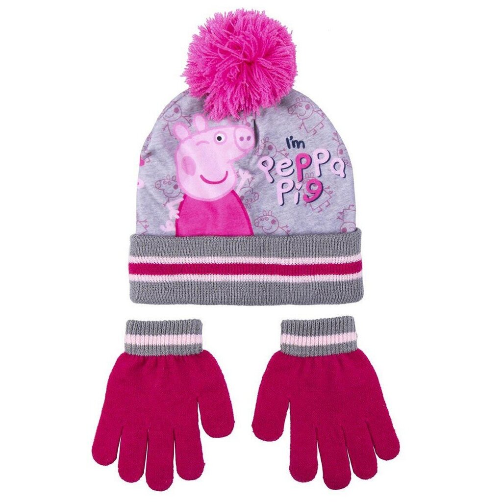 Müts ja kindad tüdrukutele Peppa Pig, roosa цена и информация | Tüdrukute mütsid, sallid, kindad | kaup24.ee