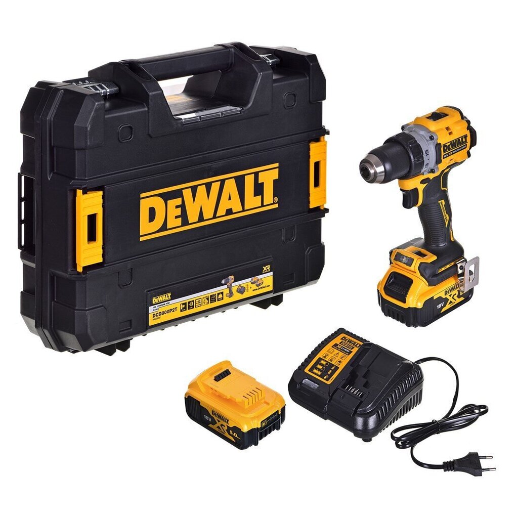 Akutrell Dewalt 18V 2x5,0Ah BL DCD800P2T цена и информация | Akutrellid ja akukruvikeerajad | kaup24.ee