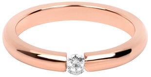 Troli Тонкое стальное кольцо с покрытием из розового золота и кристаллом цена и информация | Кольца | kaup24.ee