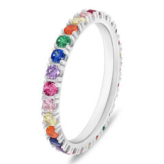 Brilio Silver hõbedane sõrmus värviliste tsirkoonidega RI118WRBW hind ja info | Sõrmused | kaup24.ee