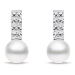 Brilio Silver hõbedased pärlite ja tsirkoonidega kõrvarõngad EA941W hind ja info | Kõrvarõngad | kaup24.ee