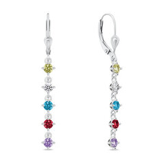 Brilio Silver Playful dangling earrings with colored zircons EA1008WRBW цена и информация | Серьги | kaup24.ee