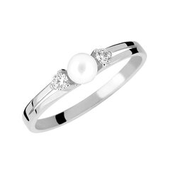 Brilio valgest kullast sõrmus kristallide ja ehtsa pärliga 225 001 00241 07 hind ja info | Sõrmused | kaup24.ee