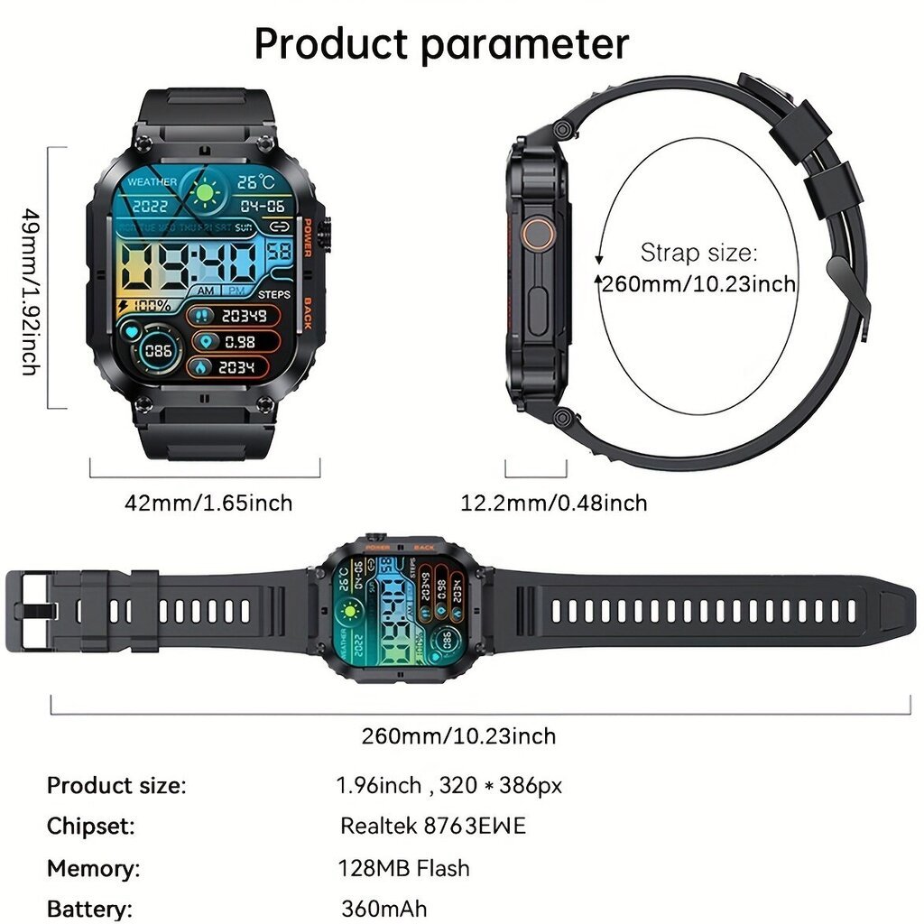 Nutikas käekell meestele, must, teras hind ja info | Nutikellad (smartwatch) | kaup24.ee