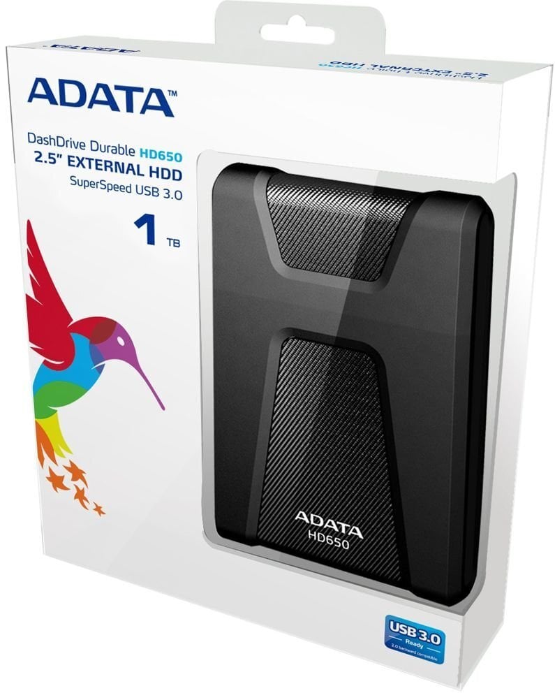 A-Data HD650 2.5'' 1TB, USB 3.0 hind ja info | Välised kõvakettad (SSD, HDD) | kaup24.ee