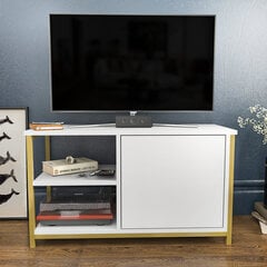 TV alus Asir, 89,6x35,3x50,8 cm, kuldne/valge цена и информация | Тумбы под телевизор | kaup24.ee