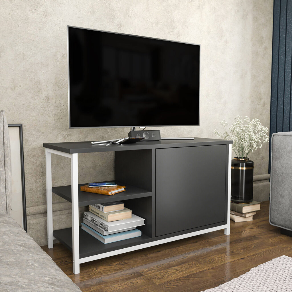 TV alus Asir, 89,6x35,3x50,8 cm, valge/hall hind ja info | TV alused | kaup24.ee