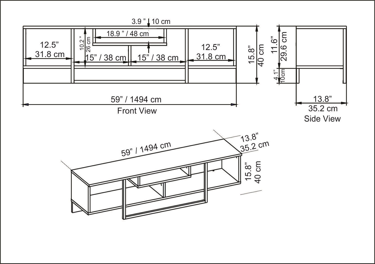 TV alus Asir, 150x35,2x40 cm, must/valge цена и информация | TV alused | kaup24.ee