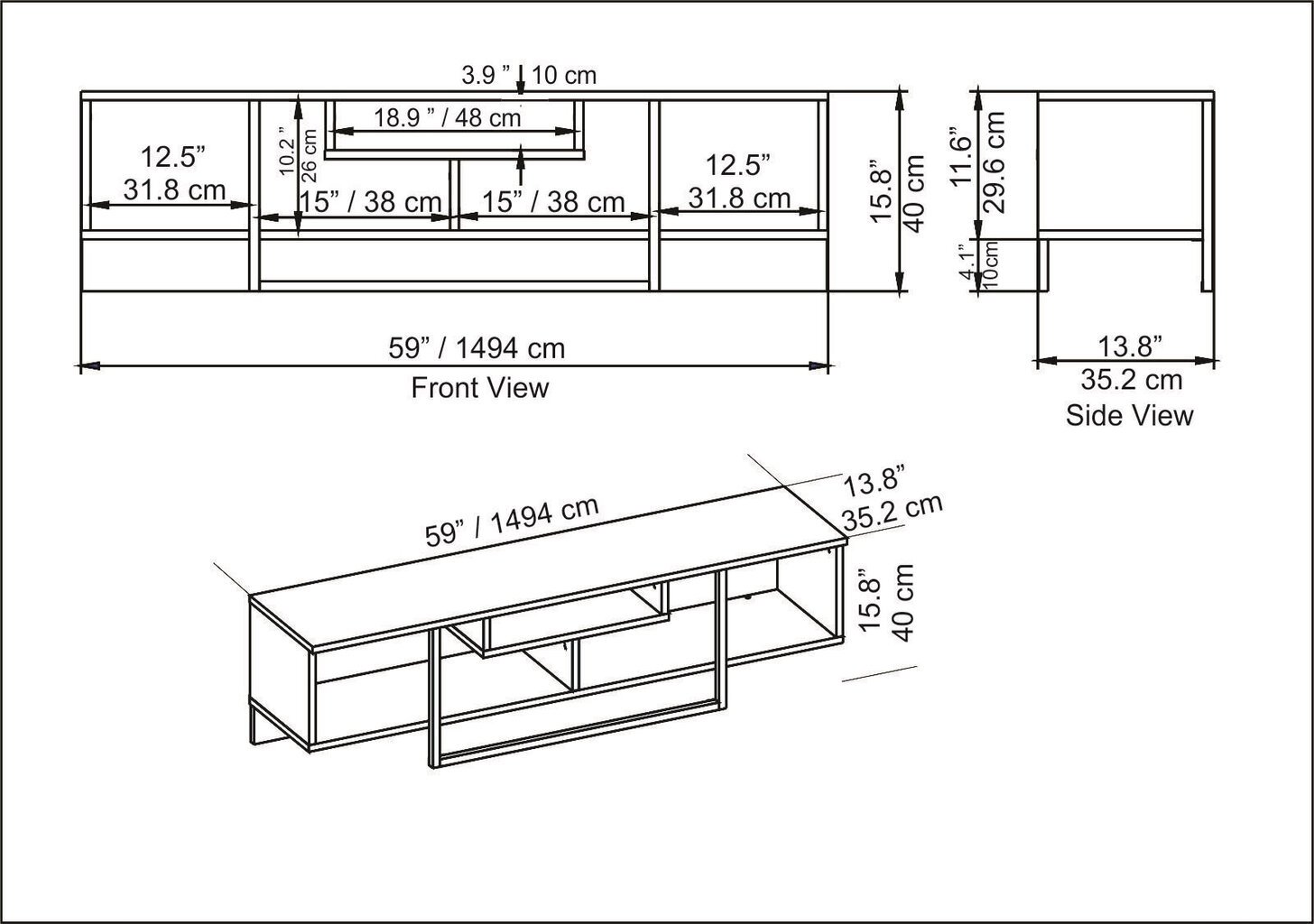 TV alus Asir, 150x35,2x40 cm, must/kuldne цена и информация | TV alused | kaup24.ee