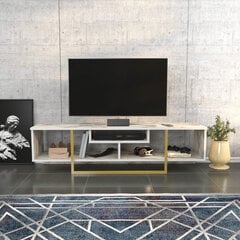 TV alus Asir, 150x35,2x40 cm, kuldne/valge цена и информация | Тумбы под телевизор | kaup24.ee