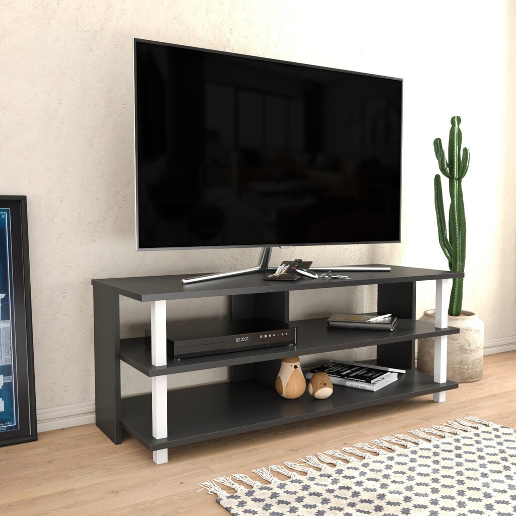 TV alus Asir, 120x44,6x47,4 cm, valge/hall цена и информация | TV alused | kaup24.ee